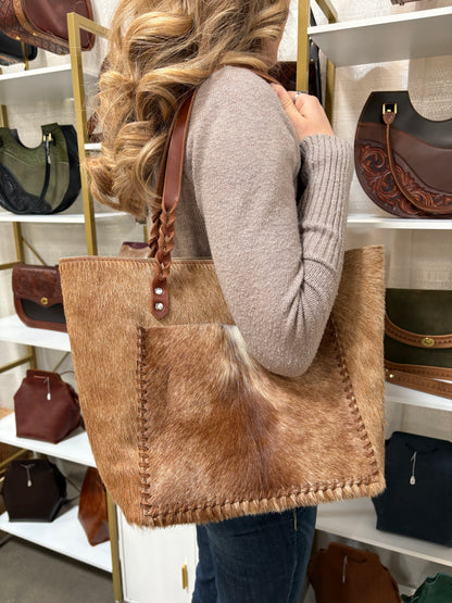 Cowhide Tote - Warm Sand