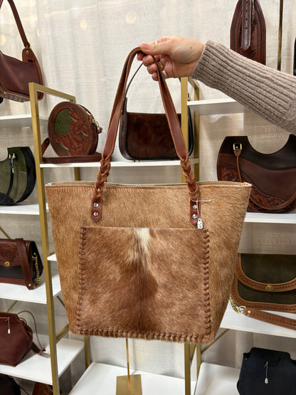 Cowhide Tote - Warm Sand