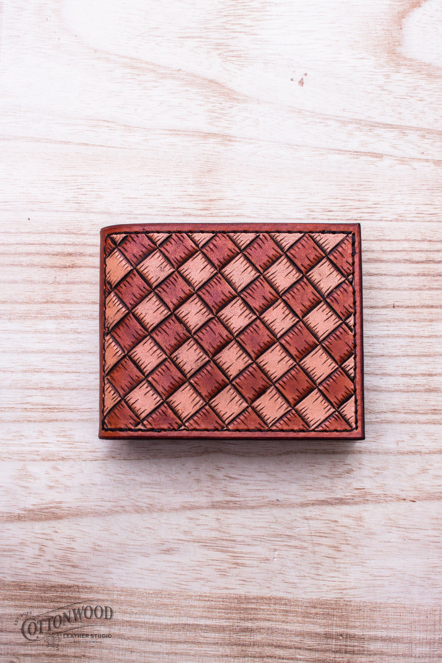 Two-tone Checkered Bifold Wallet