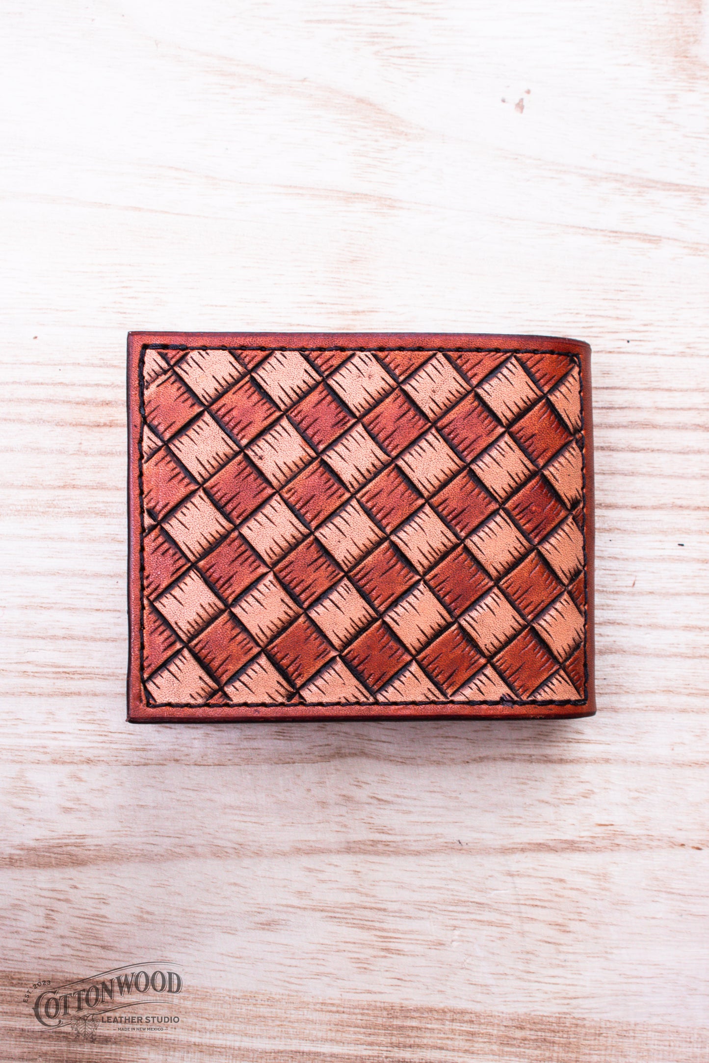 Two-tone Checkered Bifold Wallet