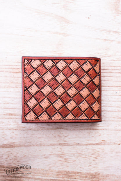 Two-tone Checkered Bifold Wallet