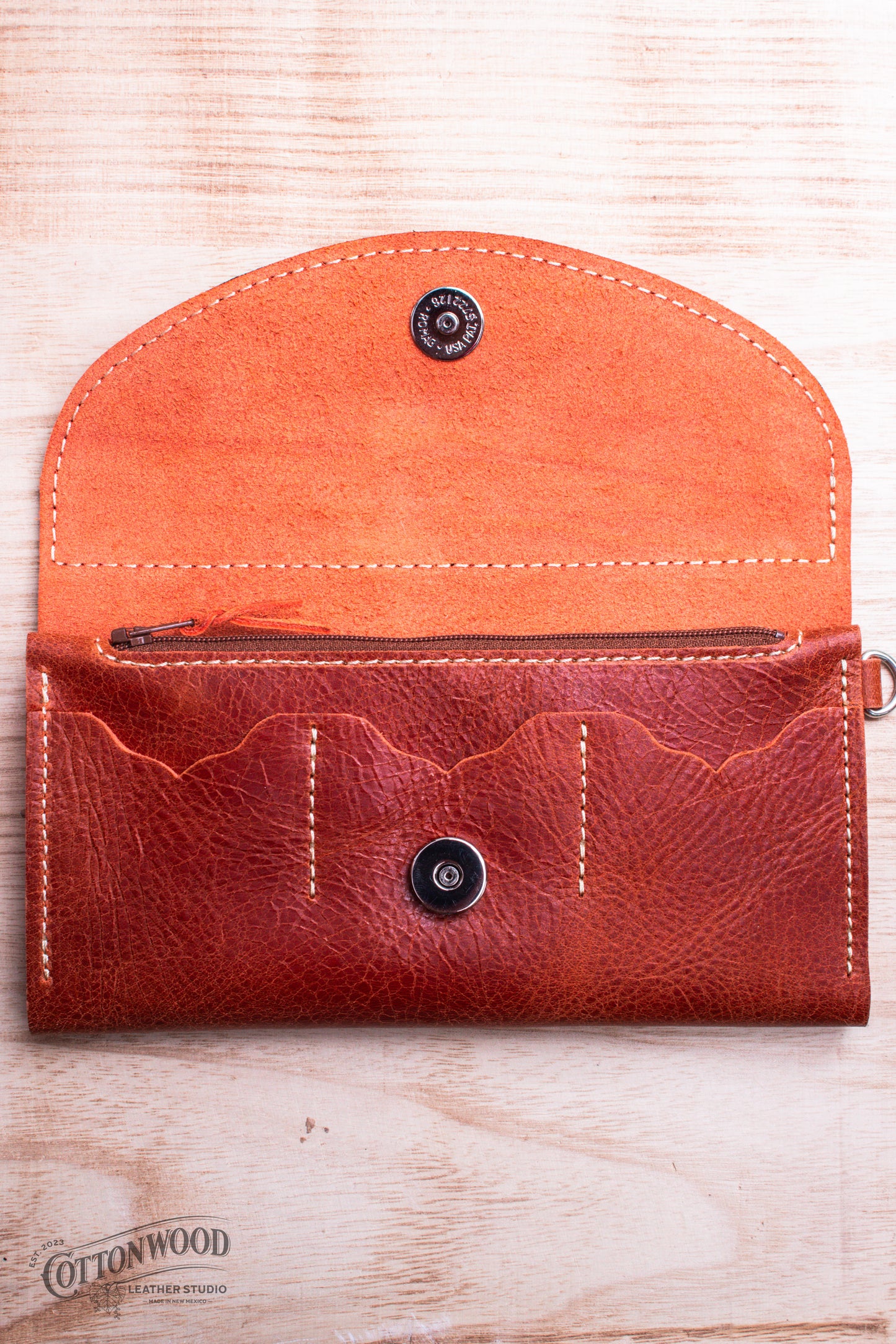 Rust Checkered Clutch Wallet with Wrist Strap