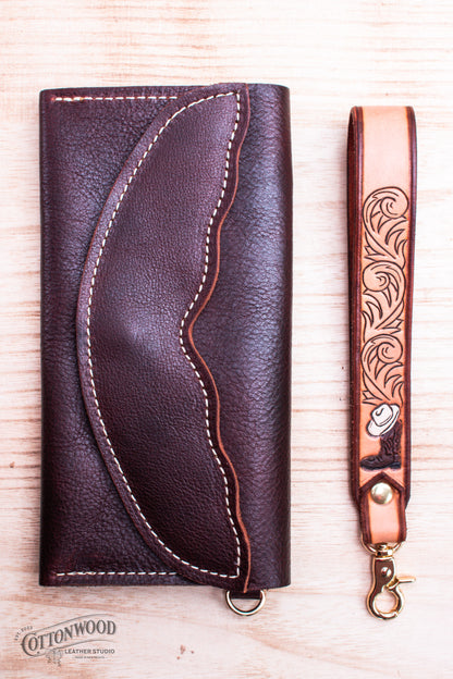 Brown Clutch Wallet with Cowboy Boot Wrist Strap