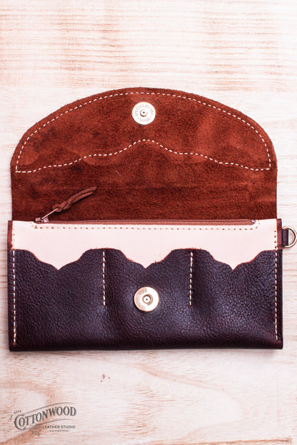 Brown Clutch Wallet with Cowboy Boot Wrist Strap