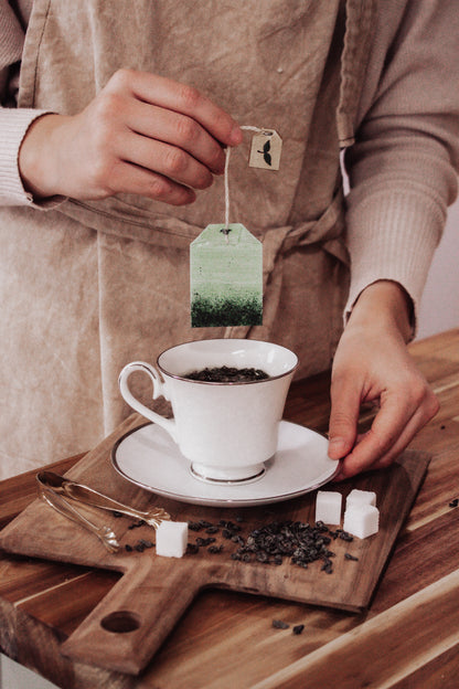 Green Tea Bag Leather Bookmark