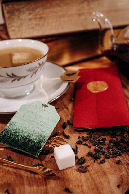 Green Tea Bag Leather Bookmark