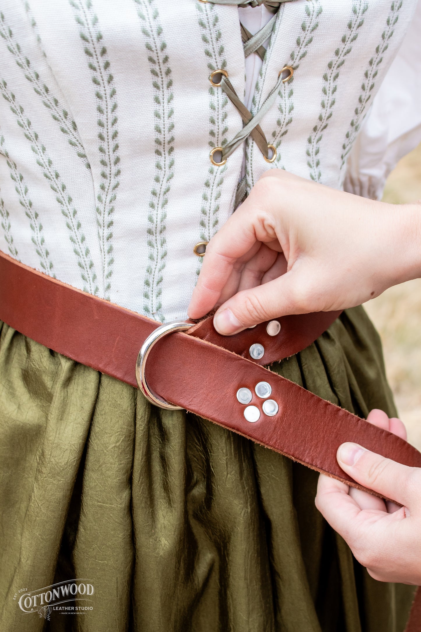 Brown Studded Ring Belt