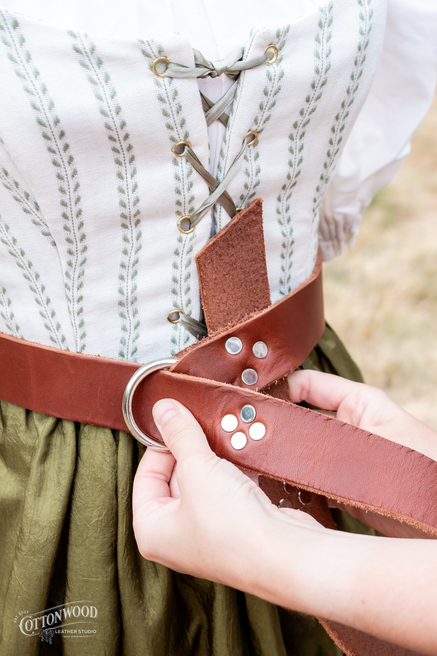 Brown Studded Ring Belt