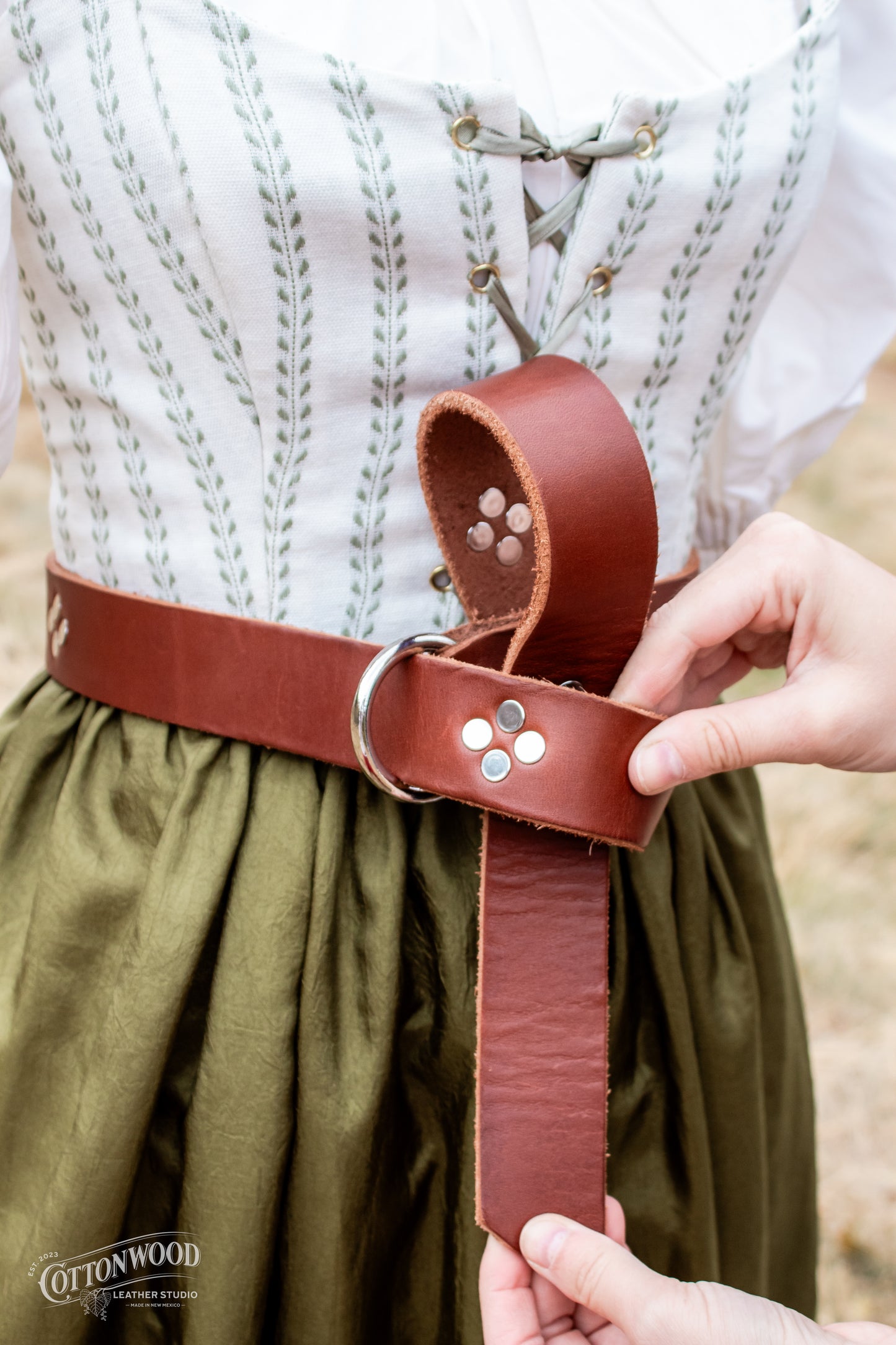 Brown Studded Ring Belt